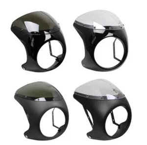MOTO UNIVERSALE CAFE RACER 7 POLLICI FARO PARABREZZA CARENA KIT CUPOLINO BOBBER - Foto 1 di 11