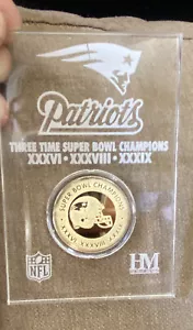 New England Patriots Gold Coin Highland Mint Super Bowl 3XChampions With Stand - Picture 1 of 8
