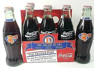 Coca-Cola Denver Broncos 1993 MLB Firs Team Logo 6 PK bottles full & sealed. - Picture 1 of 7