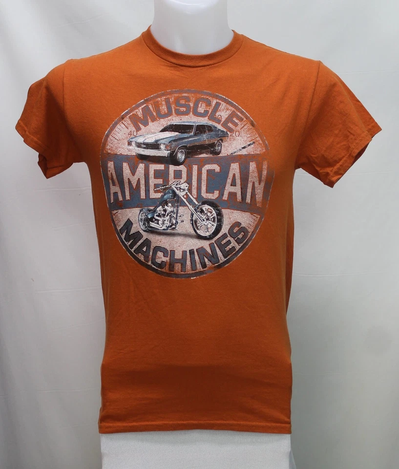 Camiseta Gildan Chicos American Muscle Machine Manga Corta Naranja Talla S Foto 1 de 3