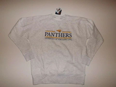 NCAA UNIVERSITY NORTHERN IOWA Panthers Gray Sweatshirt Pullover L Large NWT Cover