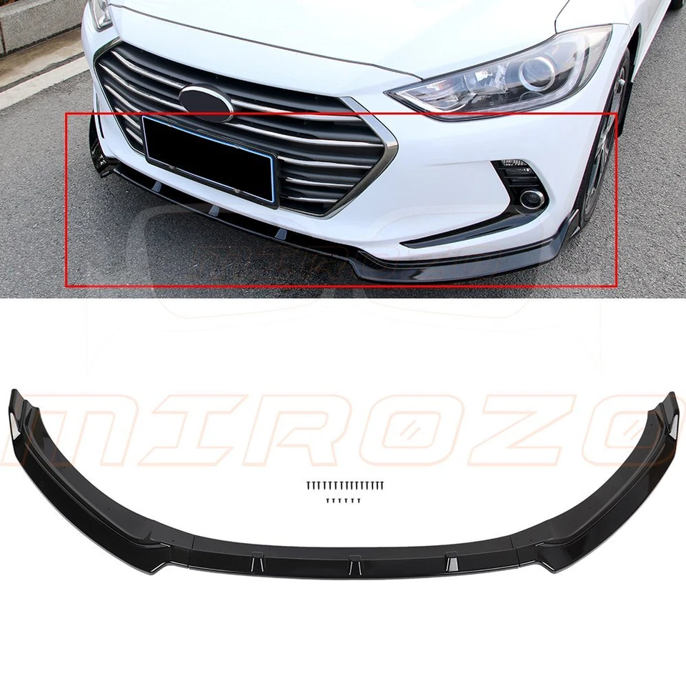 Bumper Lip Spoiler For 2006-2018 Hyundai Elantra Front Splitter Glossy Black PP - Image 1 of 4
