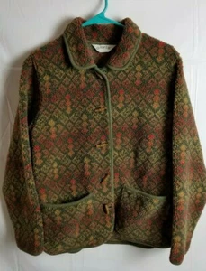 Orvis Wood Toogle Front Closure Fleece Jacket Womens sz M - Picture 1 of 5