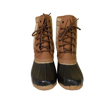 Botas de pato Lands End para mujer aisladas forradas de lana con cordones.  Talla 8B Foto 1 de 4
