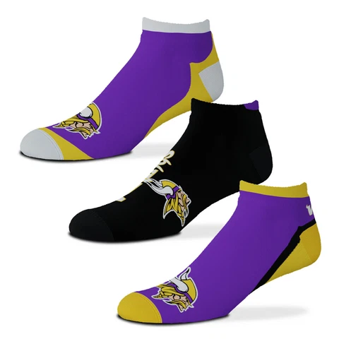Minnesota Vikings NFL Flash 3 Pack No Show Mens Large Socks Fits Size 10-13 Gift Cover