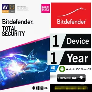 BitDefender Total Security 2020 / 2021 | 1 Devices 1 Year License 100%... - Picture 1 of 1