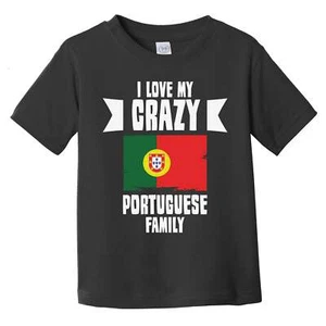 Camiseta I Love My Crazy Portuguese Family Divertida Bandera de Portugal Infantil Niño Pequeño - Imagen 1 de 2