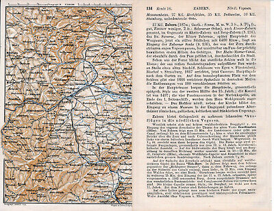 F-67 Elsass Nord 1876 Kl. Orig Landkarte Zabern Saverne Vosges Lützelburg Haegen • 3.50€