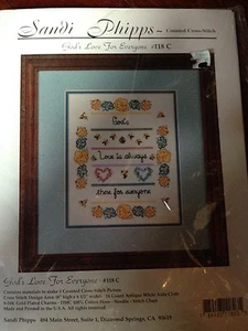 Counted Cross-Stitch Kit God's Love With Charms Sandi Phipps #118C - Picture 1 of 5