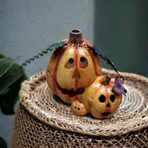 Halloween Zucche Jack O Lanterne Portacandele Ceramica Decorazione Autunno Autunno - Foto 1 di 11