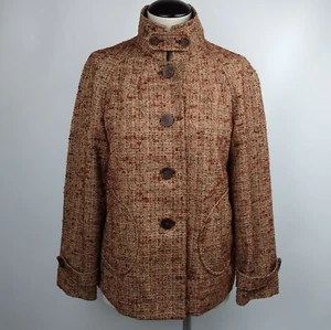 J. Jill Gr. XS Rost Tweed hoher Kragen Plissee Gesäßtaschen Swing Jacke Herbst - Bild 1 von 9