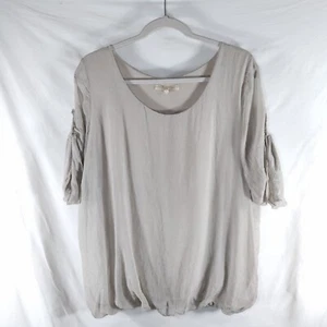 ProntoModa Giusy Silk Sheer Lined Top Blouse Womens L Light Gray 3/4 Sleeve - Picture 1 of 13