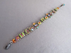 PULSERA TENIS VINTAGE FIREFLY TONO PLATA MICRO MOSAICO CUENTAS - Imagen 1 de 5