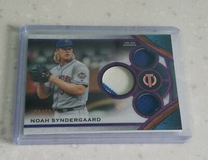 Noah Syndergaard 2021 Topps Tribute Triple Relic Game Used Purple /50 #TTR-NS!