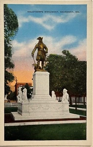 Postal Monumento al Fundador General Oglethorpe de Savannah Georgia c1940 - Imagen 1 de 6