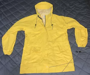 Vintage LL Bean Maine Yellow PVC / Nylon Hooded Raincoat Women’s XL - Picture 1 of 10