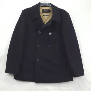 J Crew Bayswater Pea Coat Mens Medium Black Wool Military Grade Thinsulate - Picture 1 of 10