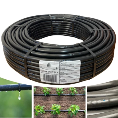 TUBO ALA GOCCIOLANTE 16 passo 60 per IRRIGAZIONE a GOCCIA ORTO GIARDINO 100 mt
