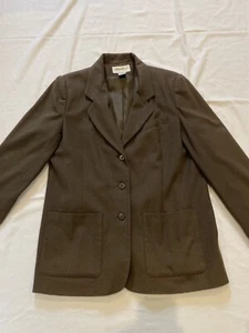 Eddie Bauer Wool Pea Coat Women Petite M Brown Button Pocket - Picture 1 of 8