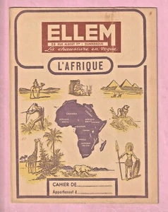 RARISSIME PROTEGE CAHIER : CHAUSSURES ELLEM - DUNKERQUE - ILLUSTRATION AFRIQUE - Picture 1 of 4