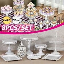 10/5x Cake Stand Set Crystal Metal Holder Wedding Party Cupcake Plate   ❤