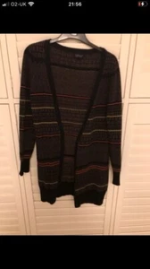 Top shop Women’s Wool long cardigan size 8 brown black - Picture 1 of 6