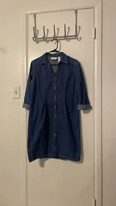 Liz Claiborne Denim Dress Womens Sz 10P Button 3/4 Length Sleeve - Picture 1 of 3