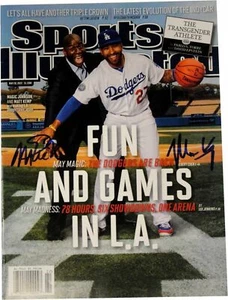Magic Johnson Matt Kemp Dual Hand Signed Sports Illustrated Magazine Dodgers+COA - Picture 1 of 2