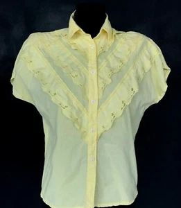 BLUSA VERANO ESTILO AÑOS 70 ALGODÓN AMARILLO. TALLA M - Imagen 1 de 5