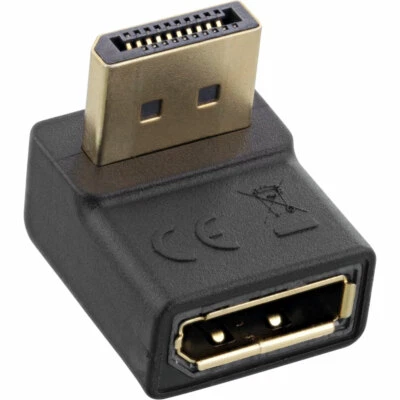 InLine® Adapter DisplayPort Stecker zu Buchse nach oben gewinkelt schwarz - Bild 1 von 2