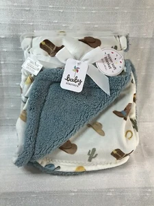 Baby Starters Boys Cowboy Baby Blanket Security Lovey Plush Blue Cowboy Hat Boot - Picture 1 of 13