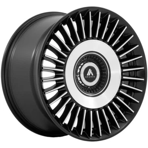 20x9 +35 Asanti AB040 Tiara 5x112,5x4.5 Satin Black Mach Face Wheels (Set of 4) - Picture 1 of 3