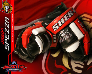 JASON SPEZZA SIGNED Game Model Sher-Wood Gloves - Ottawa Senators