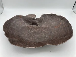 Vintage Hammered Bird Dove Shaped Decorative Tray 13x9 Inch Brutalist - Picture 1 of 15