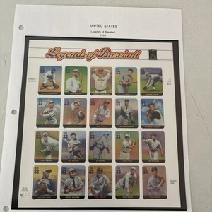 Us Baseball Sheet Of 20 Legends Of Baseball Scott 3408 N490 - Picture 1 of 2
