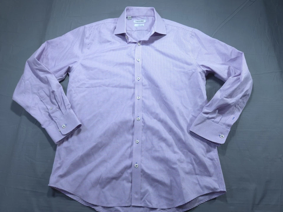 Camisa Twillory Para Hombres 17-34/35 Rosa Vestido Sin Hierro Sastre Seguro Algodón Pata de Gallo Foto 1 de 4