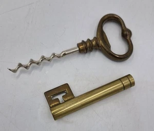 Vintage Large Brass Key Cork Screw/Bottle Opener (4.5" Long) - Picture 1 of 7