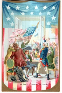 ANTIQUE PATRIOTIC Postcard (RAPHAEL TUCK) "THE FIRST FOURTH OF JULY" - Picture 1 of 2