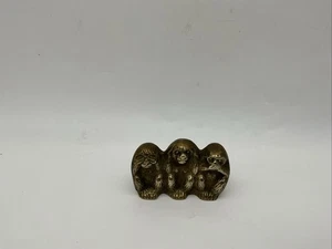 Vintage Brass Three Wise Monkeys Paperweight - Picture 1 of 6