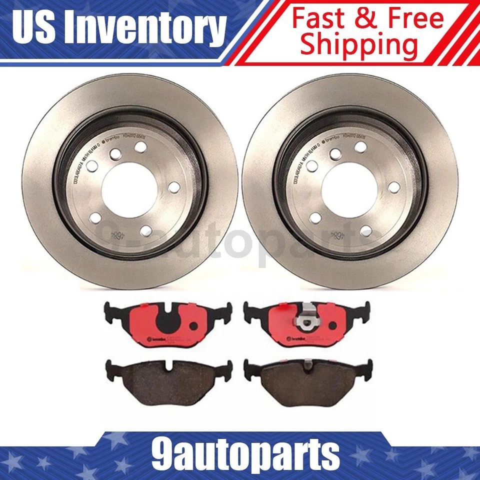 Brembo Rear Brake Kit Disc Rotors Ceramic Pads for 2001 2002 2003 BMW 525i - Image 1 of 4