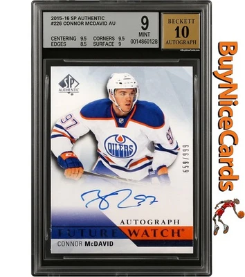 Reloj Connor Mcdavid UD SP 2015-16 Auténtico Futuro RC Novato Automático/999 BGS 9 Foto 1 de 4