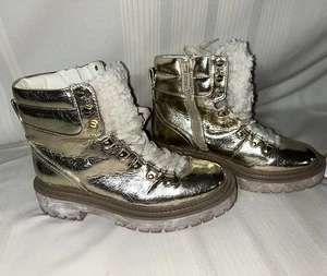 Sam Edelman Circus Mujer 8.5 Dorado Metálico Botines Piel Lengua Cremallera - Imagen 1 de 6