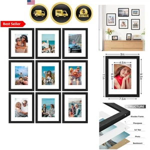 8x10 Bilderrahmen 9er Set Wand Tischplatte Plexiglas schwarz modern - Bild 1 von 11