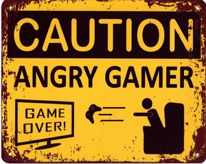 Cartel de chapa Caution Angry Gamer decoración cartel inscripción decoración impresión 20 x 25 - Imagen 1 de 1