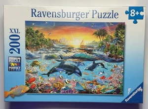 Ravensburger Puzzle 200 XXL - Delfine, Korallenriff, Sonnenuntergang - versiegelt - Alter 8+ - Bild 1 von 4