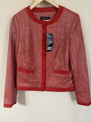 Chaqueta Jones New York Coral Tejida Tweed Plata Brillo Paisley 10 Nueva Con Etiquetas Dinero Antiguo Foto 1 de 4
