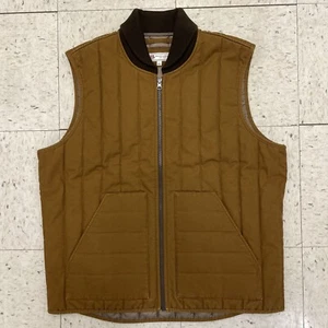 Wallace & Barnes Canvas J.Crew Quilted Puffer Work Vest PrimaLoft Tan L - Picture 1 of 6
