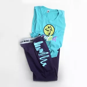 Zumba Relax Leg Lila Hose XS / Split Tie Back Tank Top M Aqua Blau Set Konvolut - Bild 1 von 13