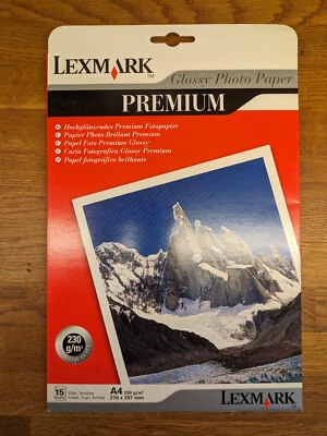 15 Sheets Lexmark Premium Glossy Photo Paper A4 210x297mm New unopened - Image 1 of 3