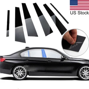 6pcs Glossy Black Pillar Posts Window Door Cover Trim For 2013-2018 BMW F30 328i - Picture 1 of 8